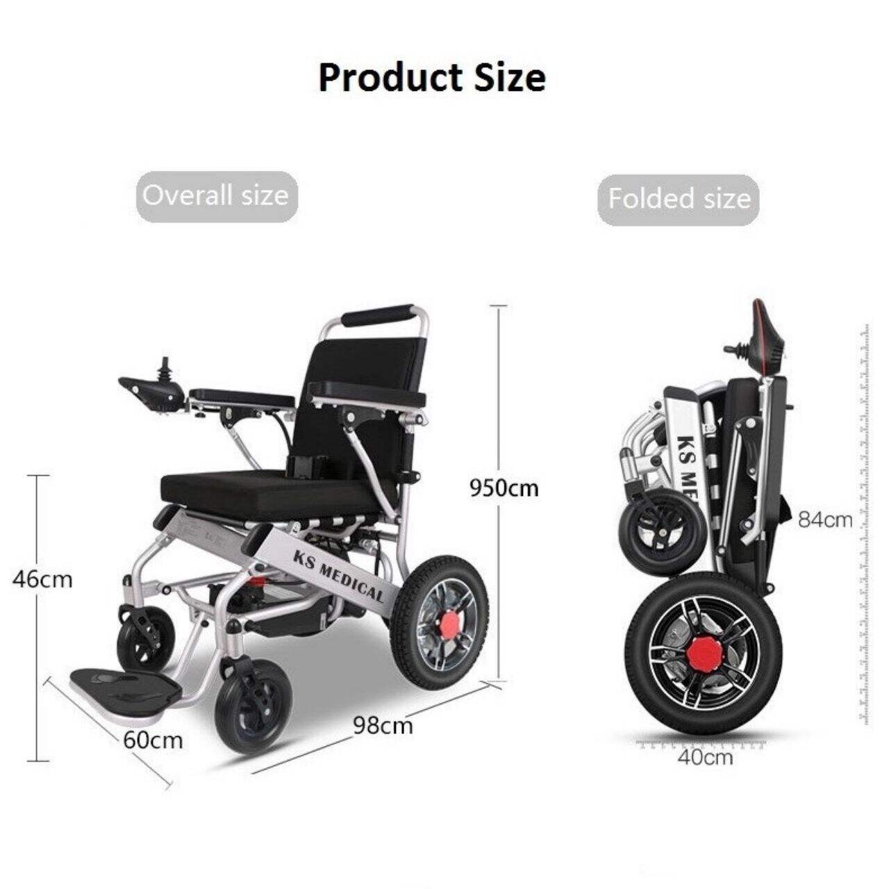 KSM-601C Hot travel wheelchair lightweight electrically foldable electric wheelchair for sale with CE mark details