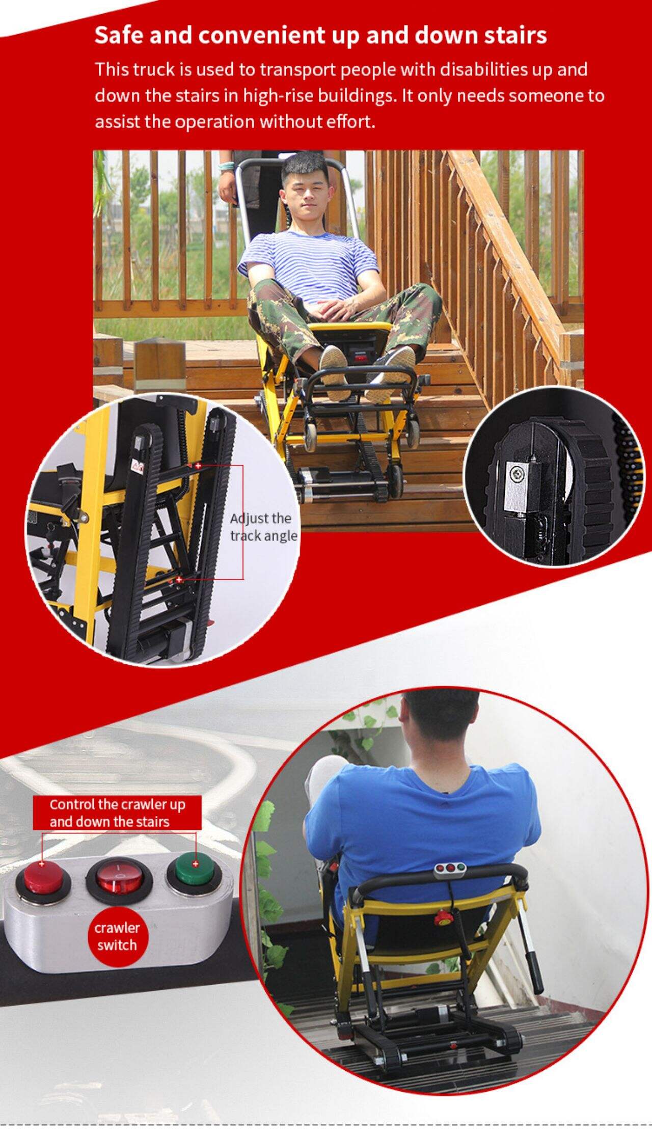 KSM- 301 Light Weight Electric Home Transfer Chair Lift Wheel Chair for Stairs Stair Climbing Wheelchair manufacture