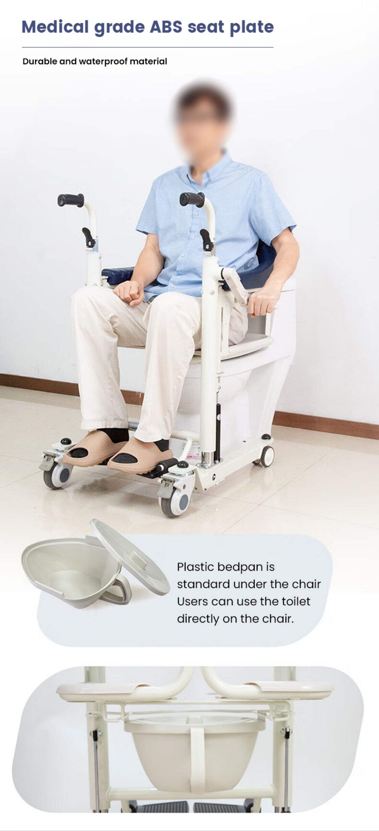 KSM-209 Multifunctional manual disabled patient lift transfer chair with commode waterproof shower chair factory