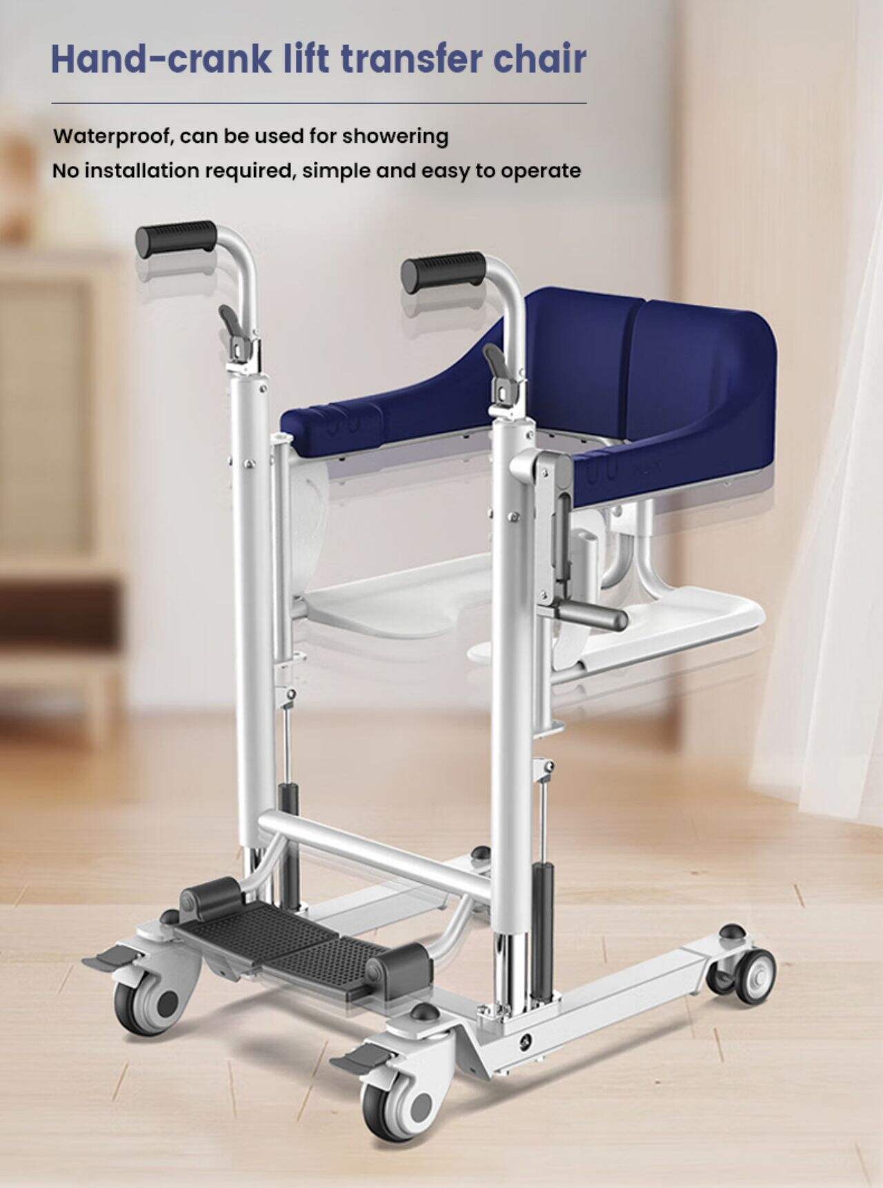 KSM-209 Multifunctional manual disabled patient lift transfer chair with commode waterproof shower chair factory