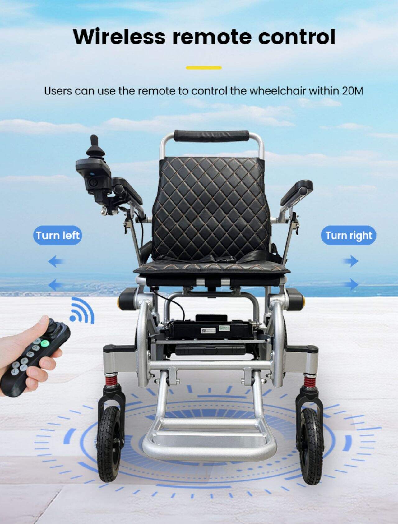 KSM-603 Hot selling portable lightweight foldable power wheelchair folding electric wheelchairs for the disabled factory