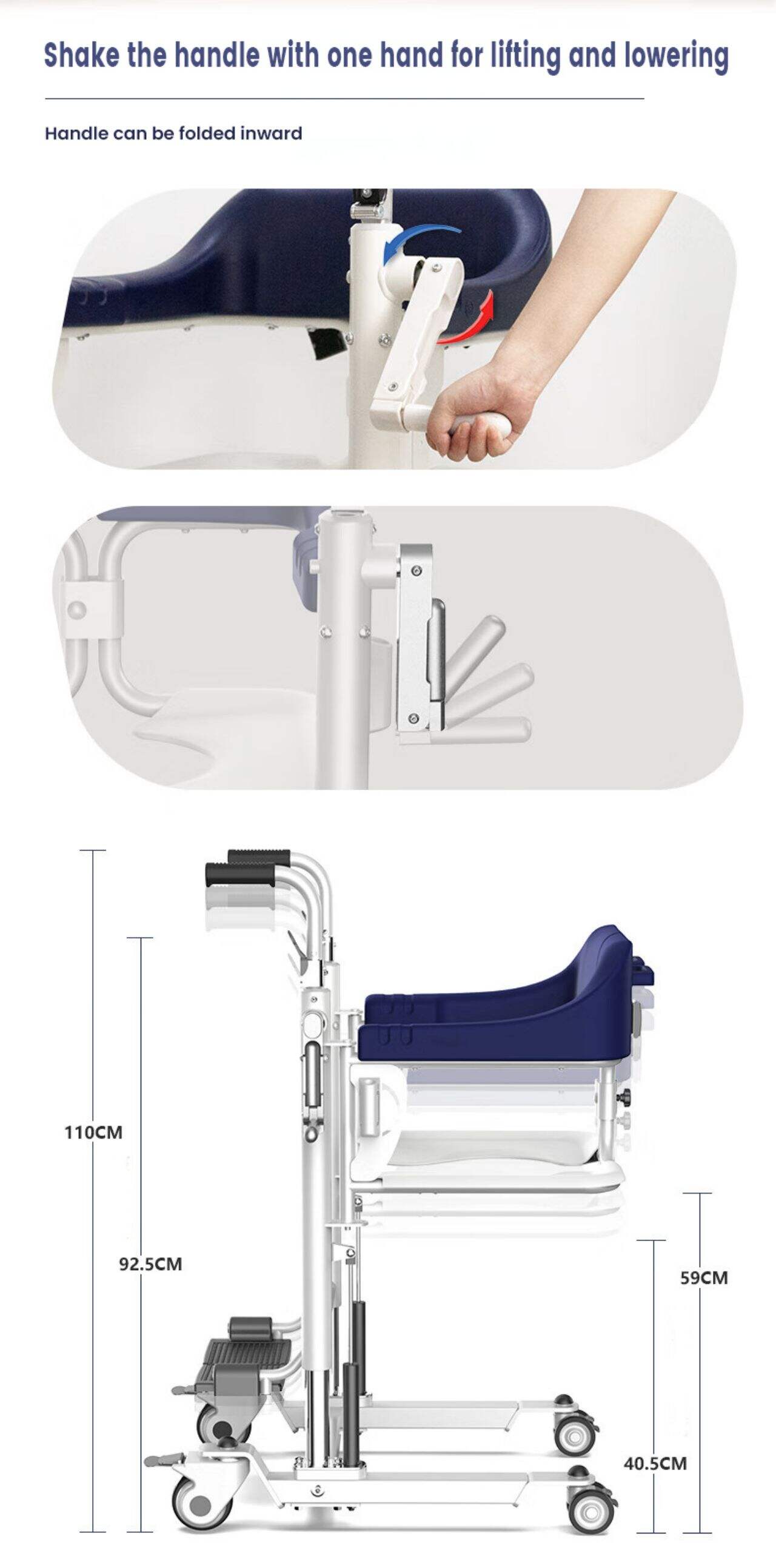 KSM-209 Multifunctional manual disabled patient lift transfer chair with commode waterproof shower chair manufacture