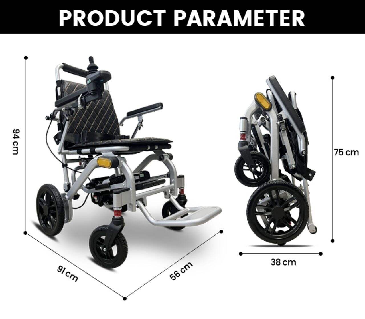 KSM-603 Hot selling portable lightweight foldable power wheelchair folding electric wheelchairs for the disabled manufacture