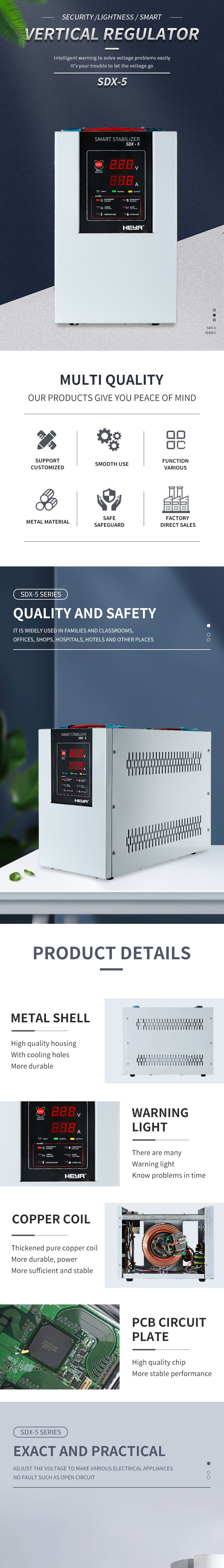 Automatic Servo 5KVA Voltage Regulators Digital Stabilizers 110V 220V AVR With Copper Coils factory