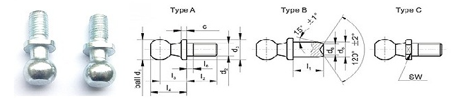 Pabrik Kustom Berulir Gas Spring Strut Bonnet Socket Ball Head Joint End Stud Bolt pabrik