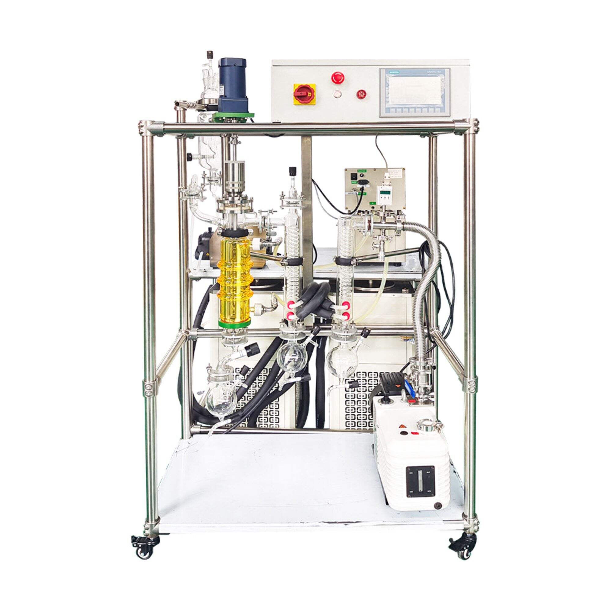 Sistema de destilación de película fina de vidrio YWF-60 Área de evaporación: 0.06 ㎡ Capacidad de procesamiento: 0.05~2L/h