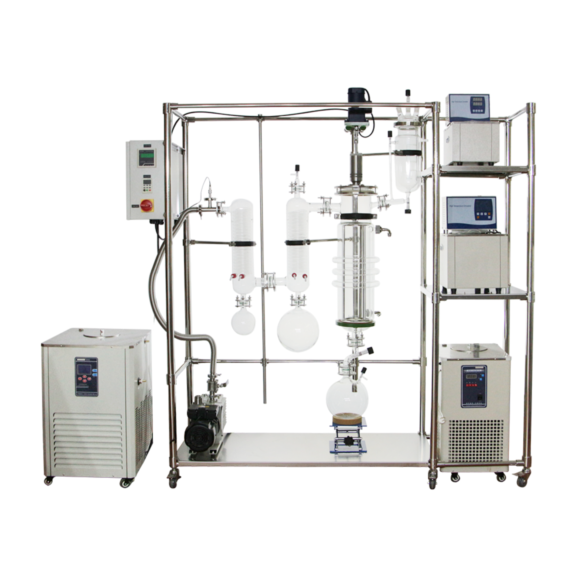 YWF-150 Glass Thin Film Distillation System Evaporation area: 0.25 ㎡ Processing capacity: 0.2~10L/h