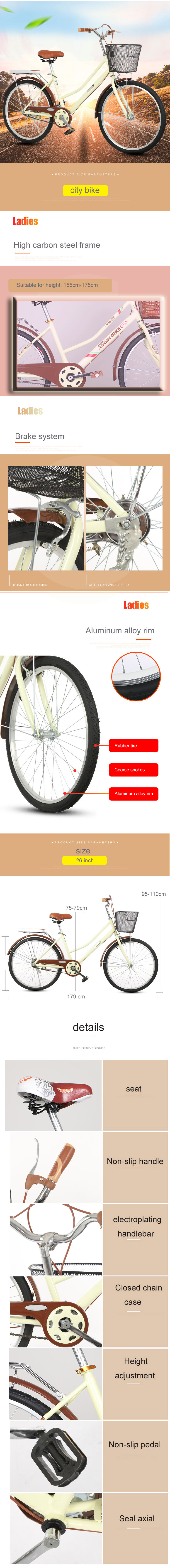 China Wholesale Cheap Price Low Alloy V Brake 20 24 26 Inch Street Women Bicycle Lady City Commuter Bike Used Bicycles factory