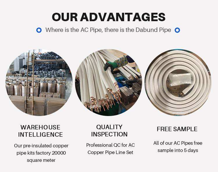 DABUND Cheap  Price Air Conditioner Pipes Copper 3/8+5/8 Insulated Tube And Pipe Kit factory