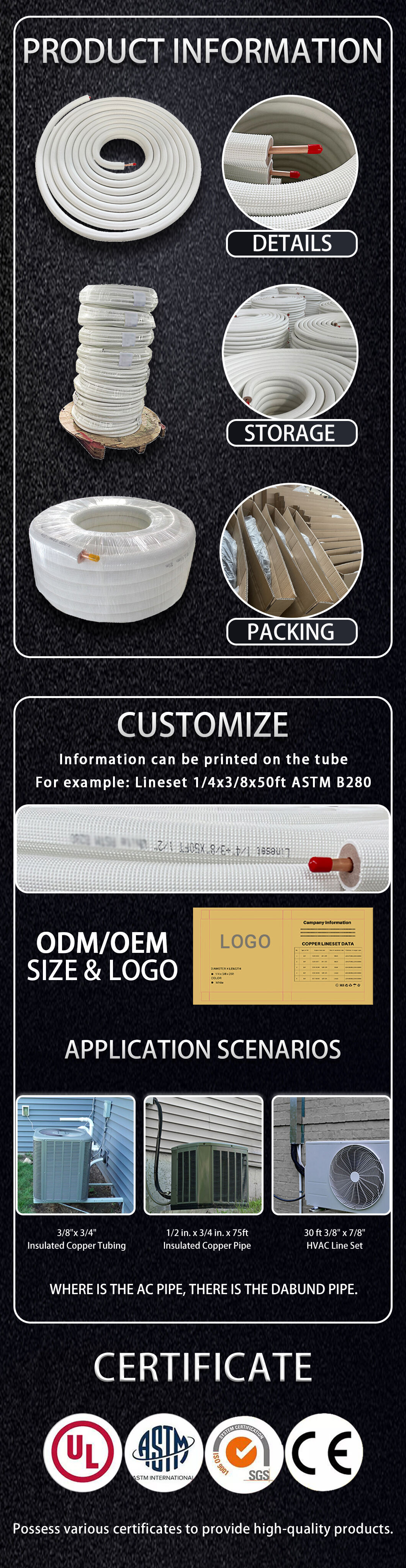 Direct Factory Price Mini-Split A/C System Pre Insulated Coil Line Set details