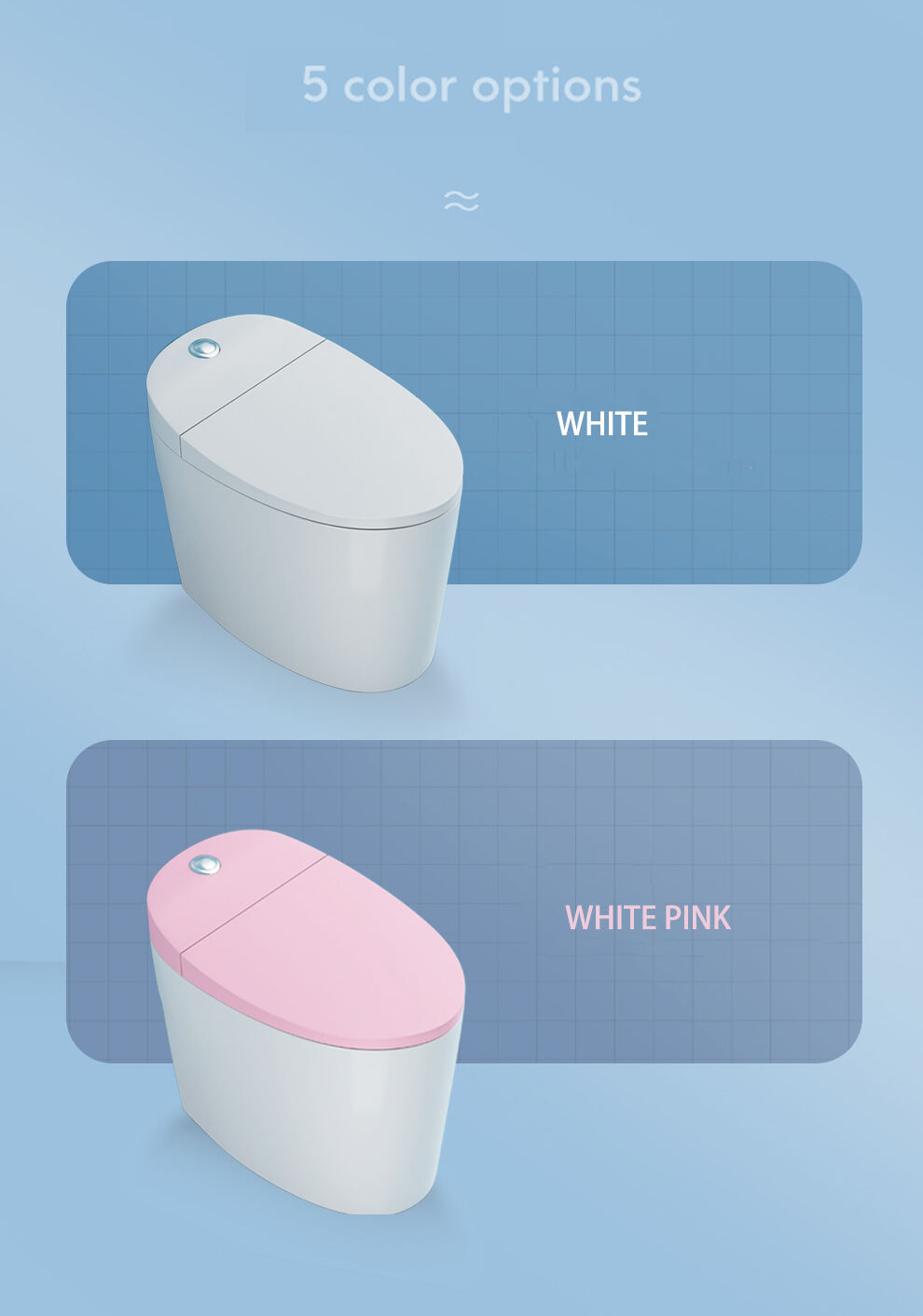 Color design ceramic pulse tankless floor mounted foot flush electronic bathroom water closet one piece toilet details