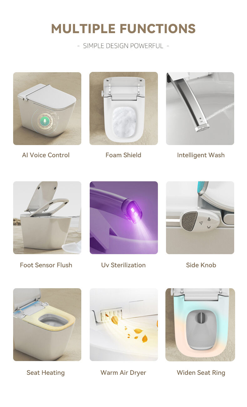 Modern Electronic Automatic Ceramic Toilets Bowl Intelligent Inodoro Bathroom WC One Piece Smart Toilets details