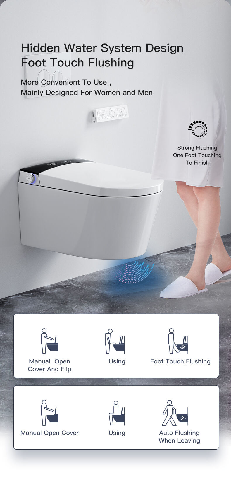 New Design Back To Wall Intelligent Wc Wall Hung Toilet Bowl Automatic Toilet Bidet Bathroom Wall Hung Smart Toilet manufacture