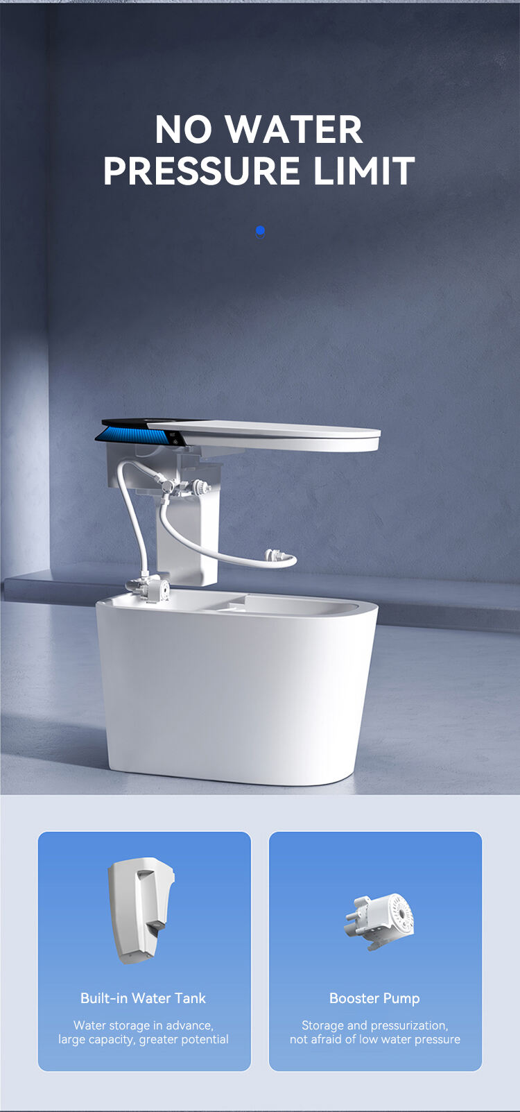 Toilettes intelligentes automatiques à chasse d'eau avec capteur automatique pour salle de bain électrique, toilettes japonaises monobloc, toilettes commodes