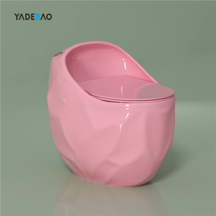 Hotel Bathroom Inodoro Sanitary Ware Wc Round Egg Shape Commode Toilet Bowl One Piece Ceramic Pink Color Toilet details