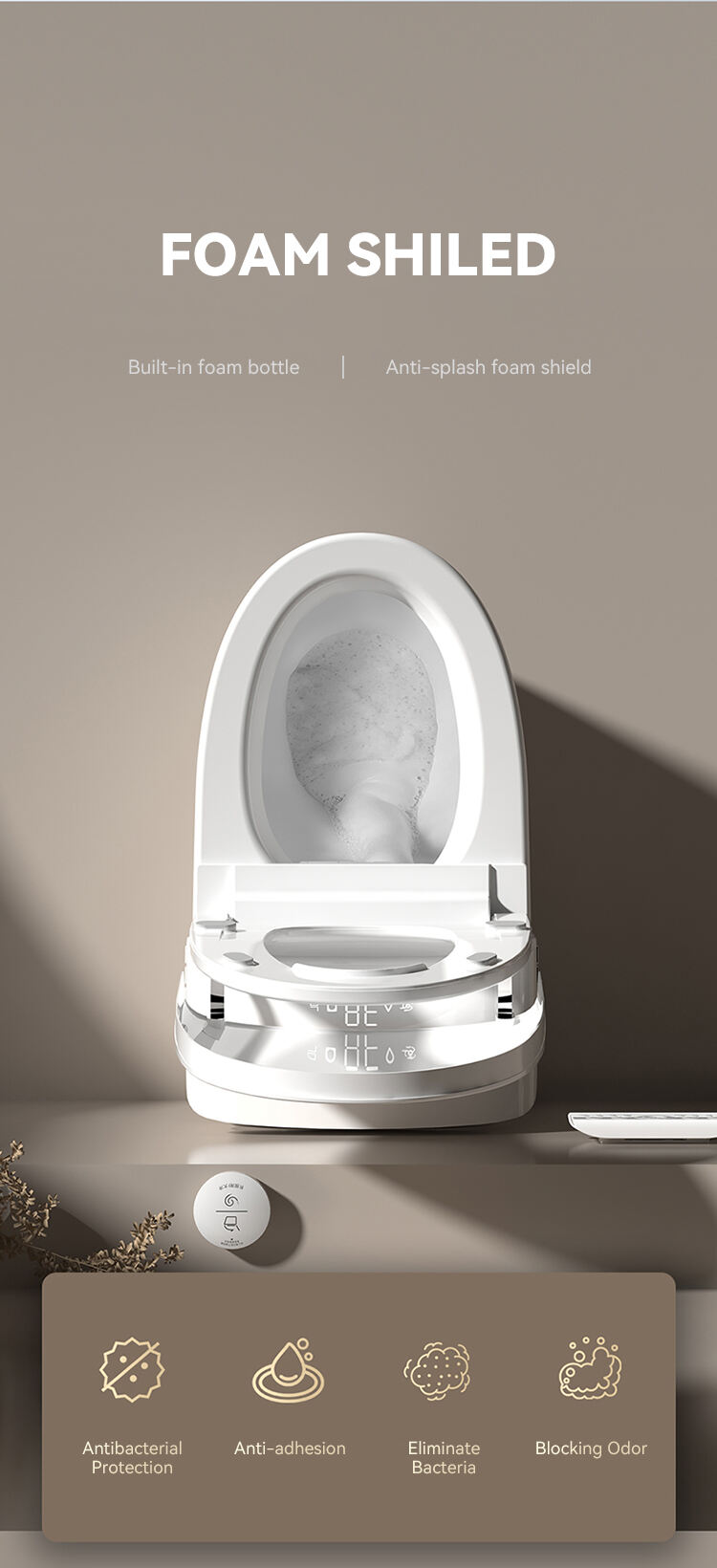 High end automatic flush bathroom wc commode s p trap smart toilet bidet Intelligent smart toilet factory