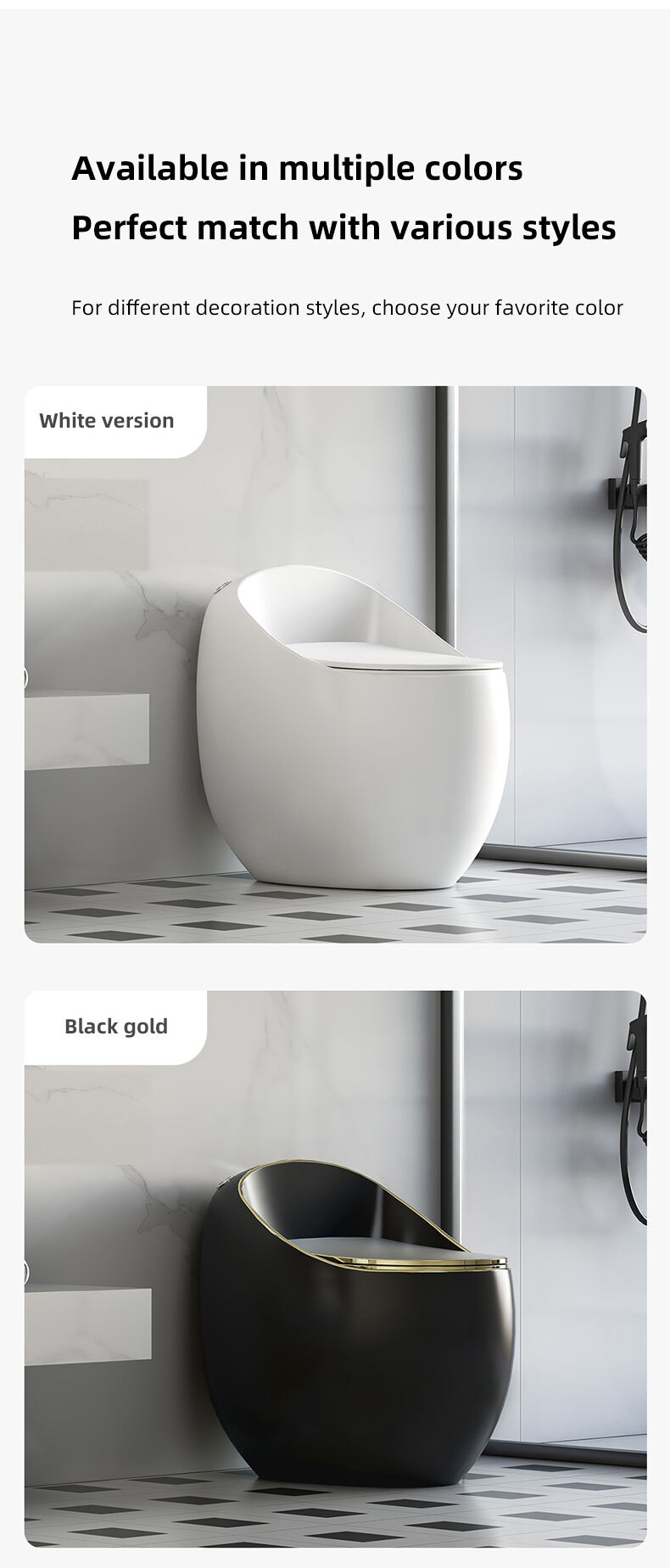 New design S-trap ceramic bathroom wc commode color toilet bowl round egg shaped one piece toilet supplier