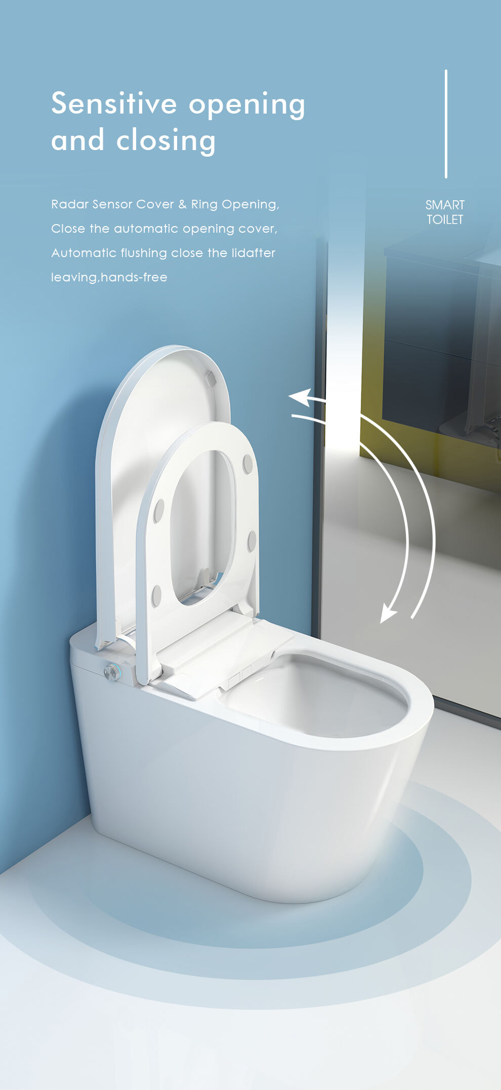 Fashion modern bathroom heat seat intelligent toilet bowl ceramic smart sensor wc toilet sanitary ware smart toilet factory