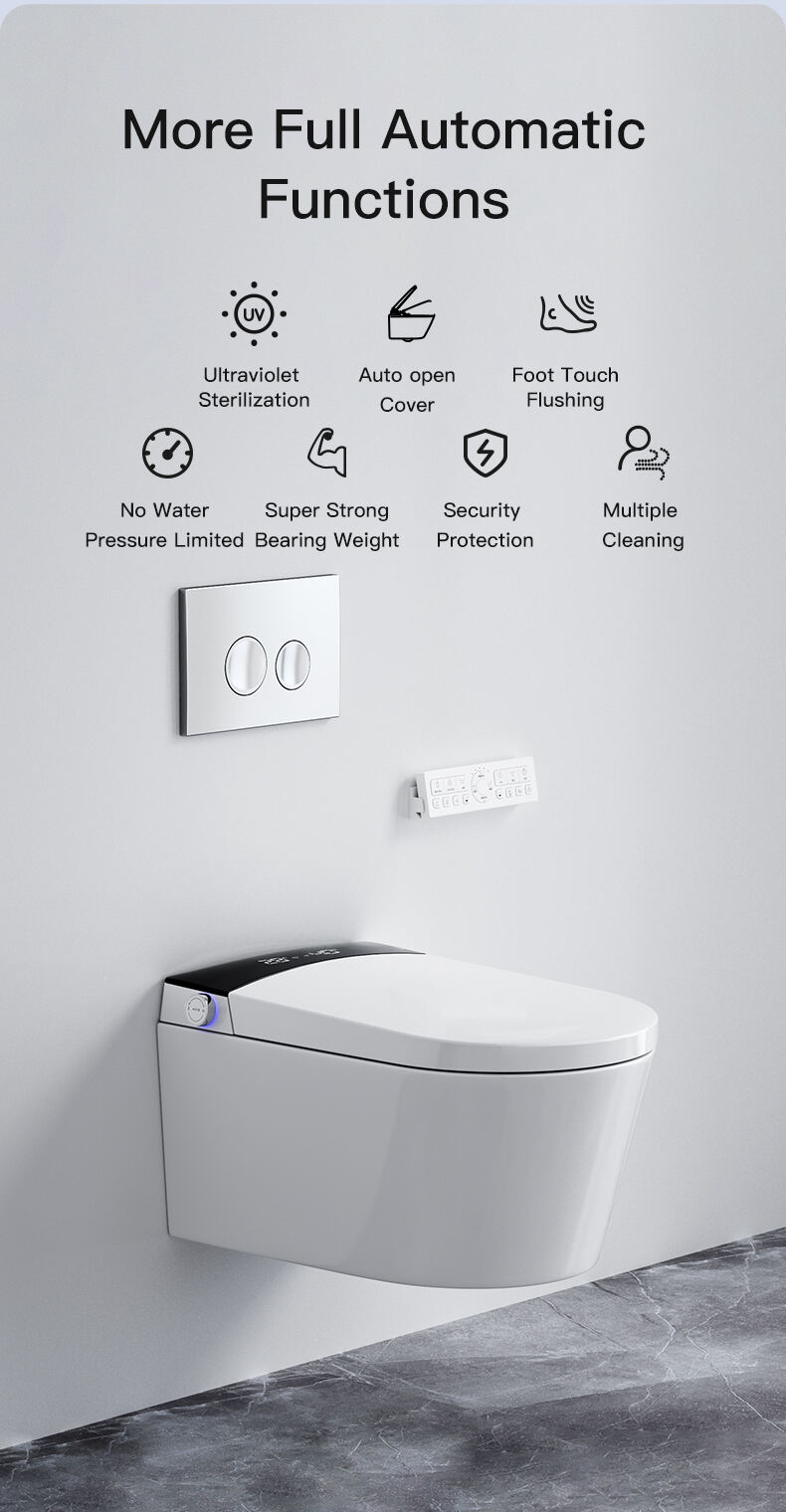 New Design Back To Wall Intelligent Wc Wall Hung Toilet Bowl Automatic Toilet Bidet Bathroom Wall Hung Smart Toilet factory