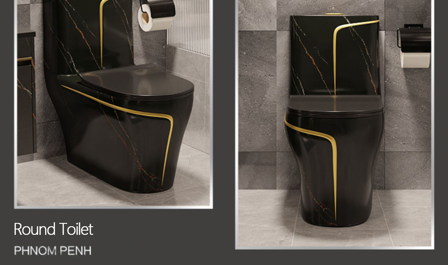 Luxury Gold Rim Black Colored Toilets Bowl Ceramic Sanitary Ware Water Closet Bathroom One Piece Toilet manufacture