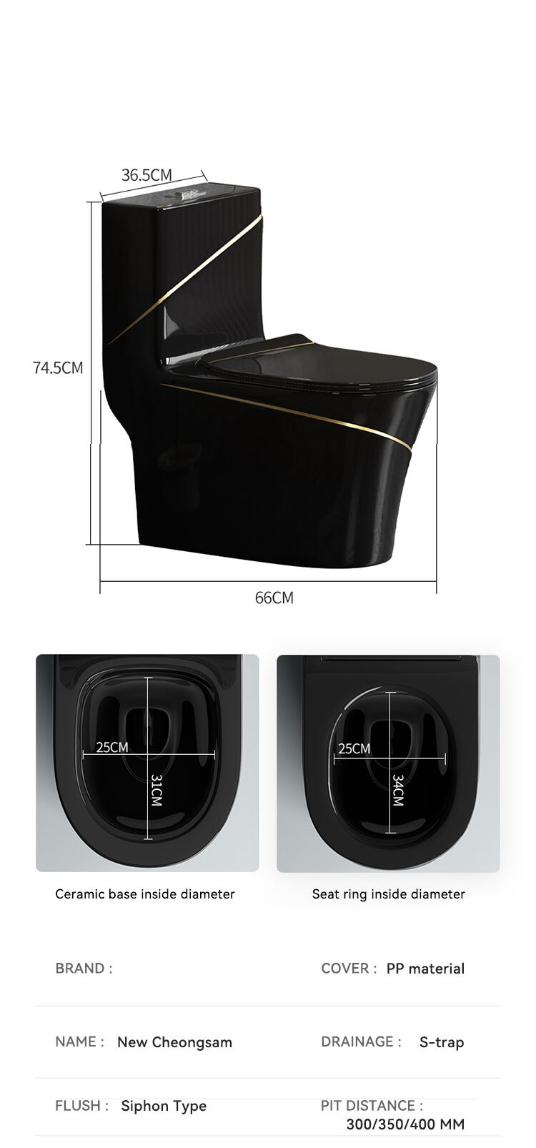 High quality luxury bathroom wc toilet color one piece toilet bowl ceramic sanitary ware black gold toilet factory