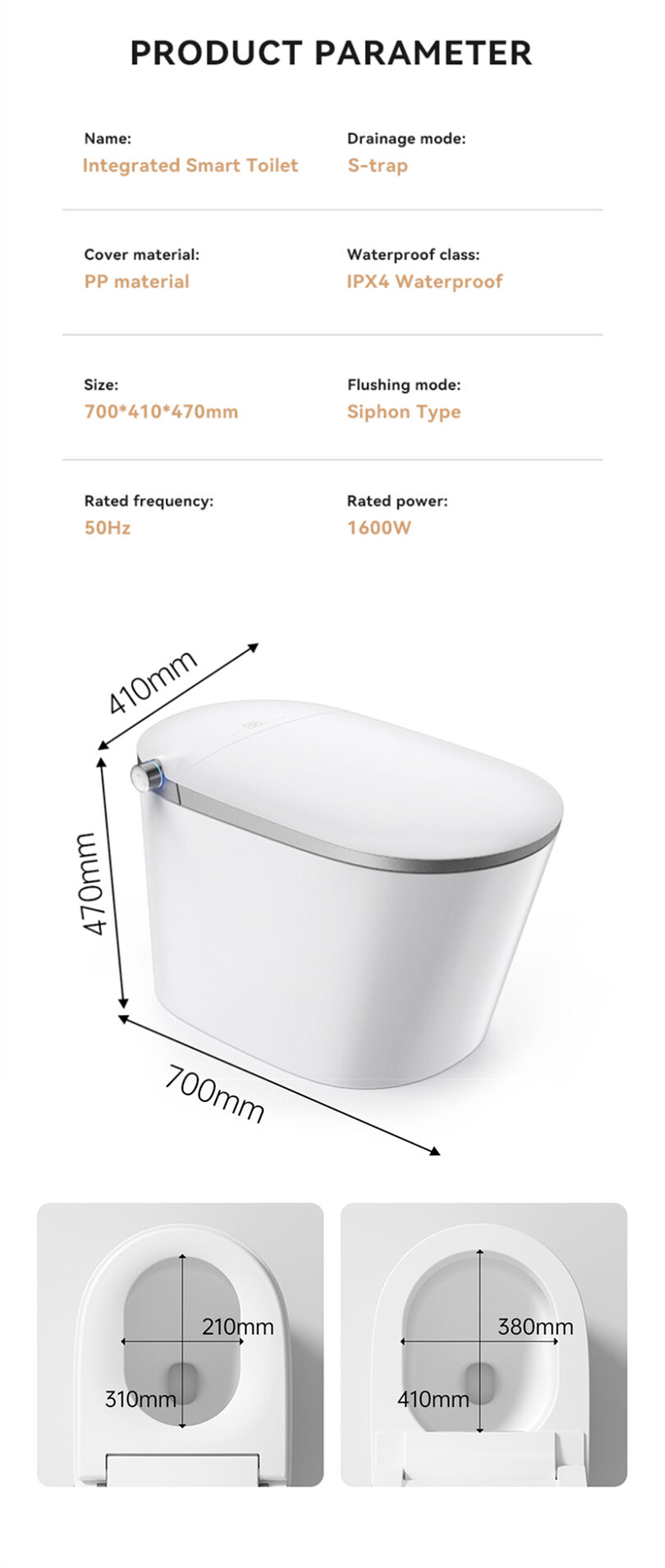 Modern automatic sanitary wares auto sensor flush electric bidet intelligent wc toilet ceramic p trap smart toilet for bathroom factory