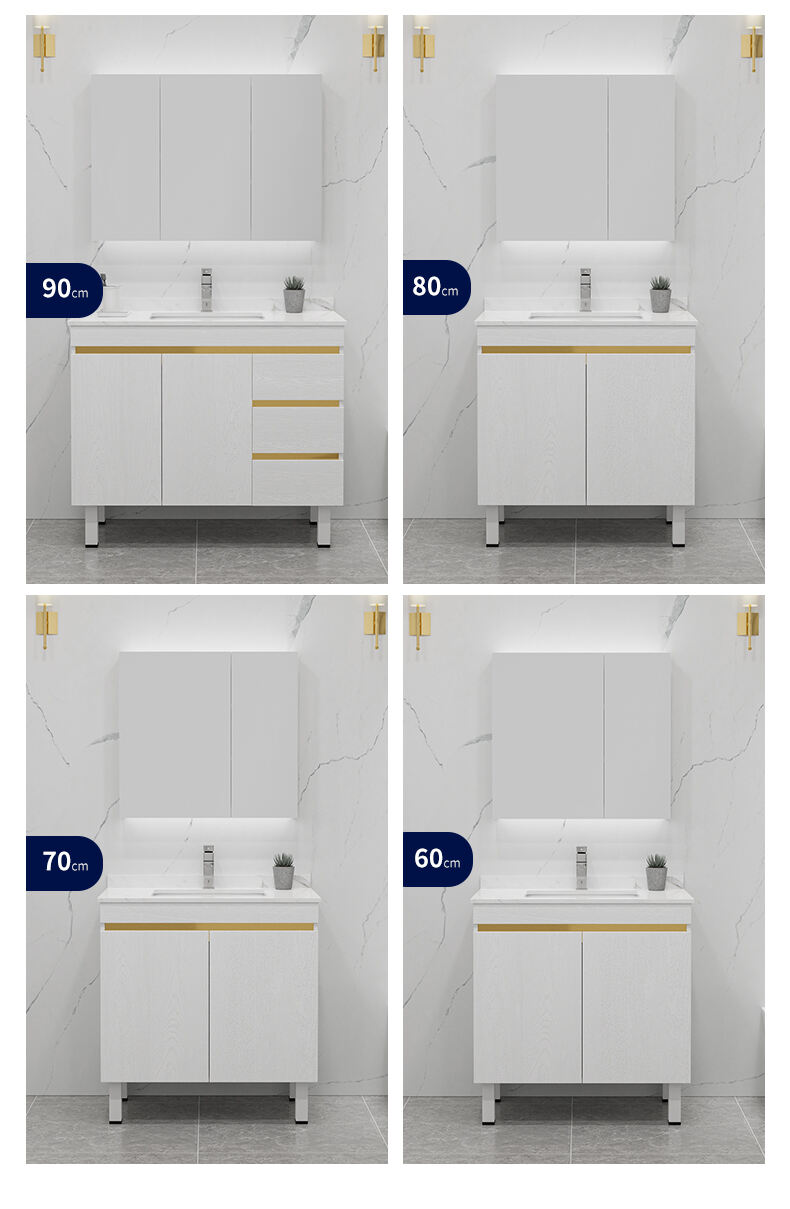 Hotel Washroom Furniture Luxury Solid Wood Floor Mount Bathroom Vanity Units Waterproof Bathroom Cabinet with Smart Mirror supplier