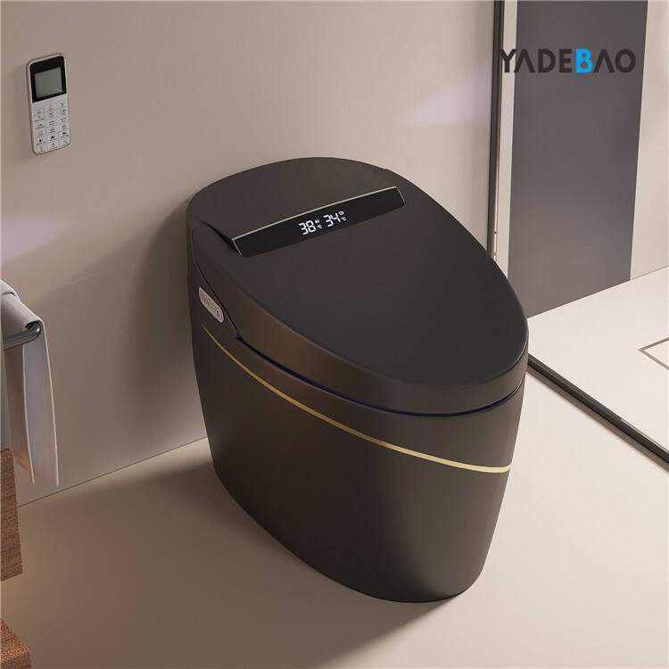 Floor Mounted Ceramic Automatic Toilet Bowl Bathroom Water Closet Orange Gold Smart Toilet Intelligent Wc Toilet factory