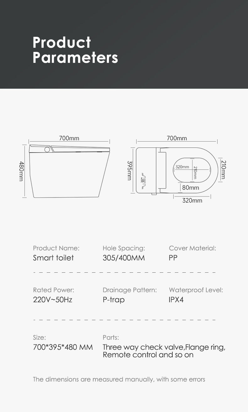 High quality 110V/220V bathroom modern electronic wc toilet bowl automatic intelligent wc inodoro smart toilet manufacture