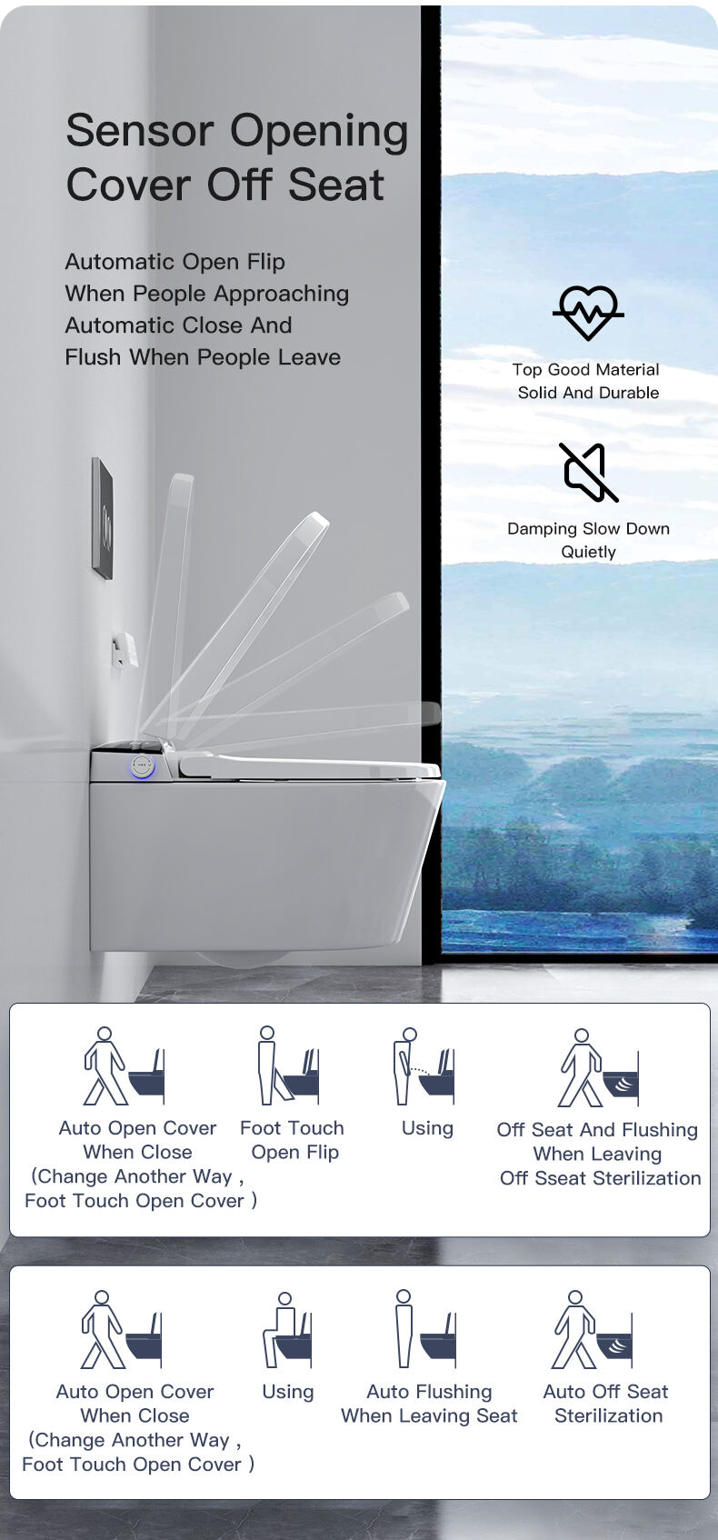 New Design Back To Wall Intelligent Wc Wall Hung Toilet Bowl Automatic Toilet Bidet Bathroom Wall Hung Smart Toilet supplier