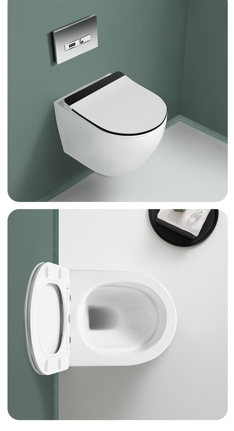 Luxury Matt Colors Bathroom Hanging Toilet Bowl Ceramic Sanitary Ware Rimless Toilet Wall Mount Toilets for Hotel factory