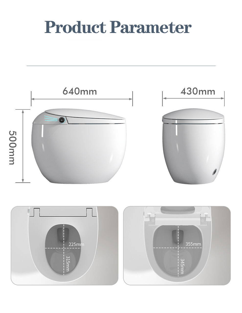 Modern round intelligent close stool auto flush egg shape inodoro toilet bowl commode bathroom ceramic automatic smart toilet factory