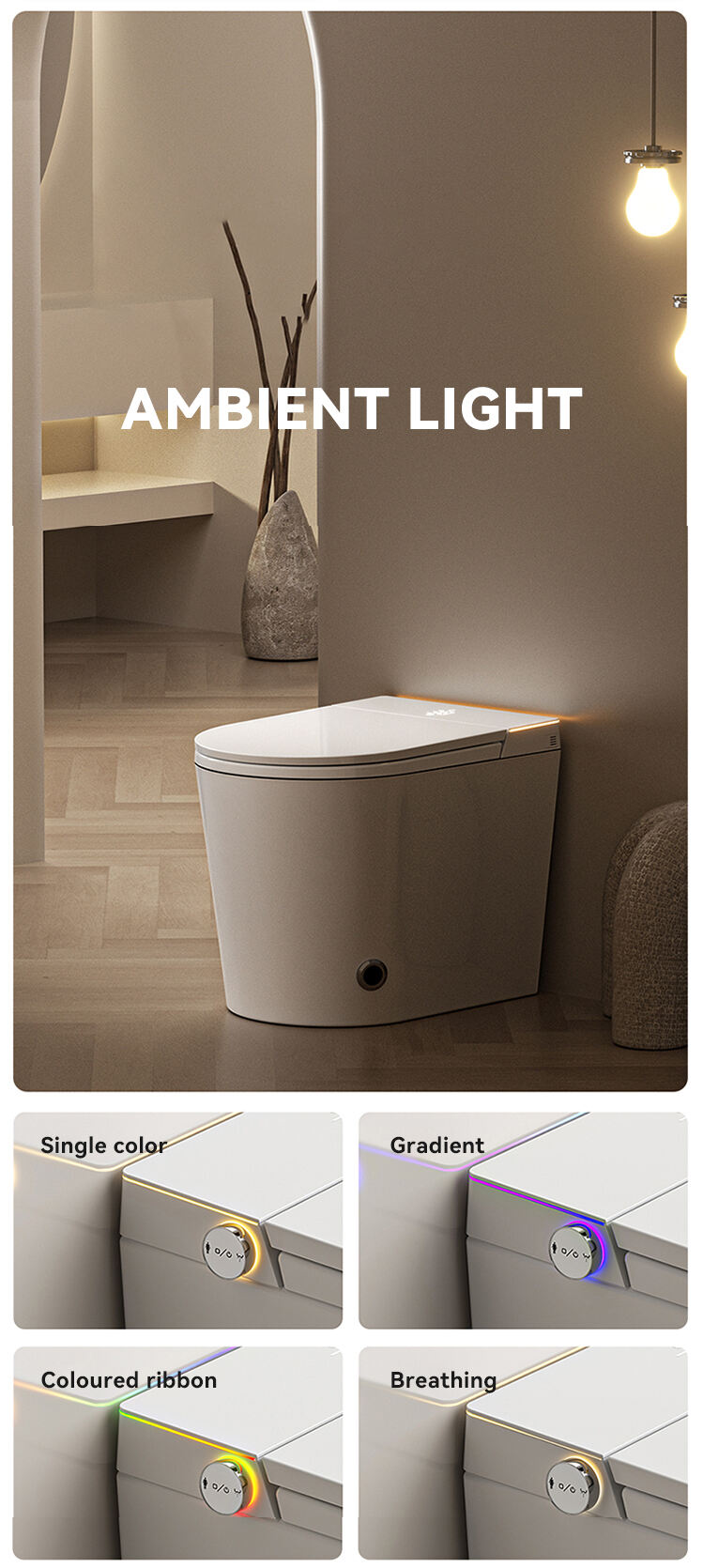 Modern sanitary ware floor mounted automatic toilet bowl save space bathroom water closet ceramic intelligent smart toilet factory