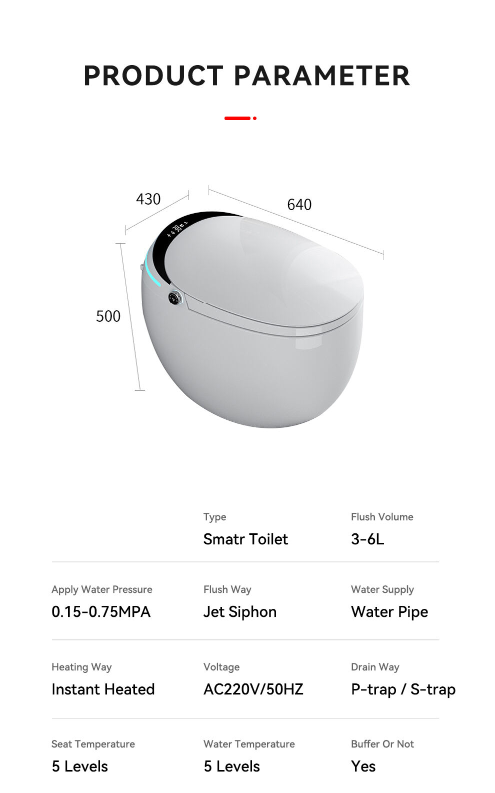 Hot Selling Sanitary Ware Auto Open Sensor Flush Commode Automatic Toilet Bowl Electronic Bathroom Wc Intelligent Smart Toilet details