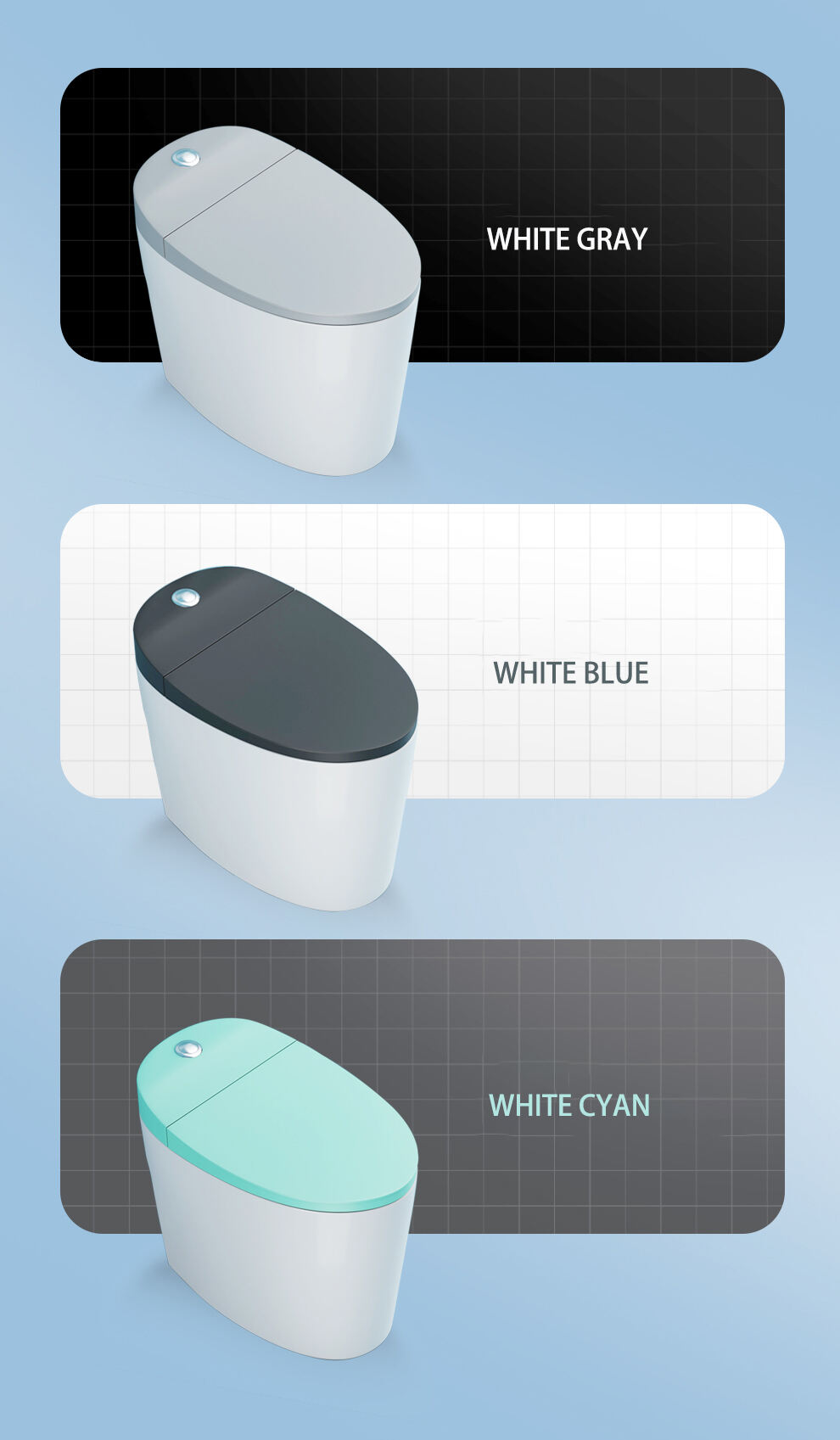 Color design ceramic pulse tankless floor mounted foot flush electronic bathroom water closet one piece toilet factory