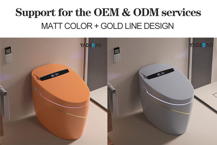 Floor Mounted Ceramic Automatic Toilet Bowl Bathroom Water Closet Orange Gold Smart Toilet Intelligent Wc Toilet supplier