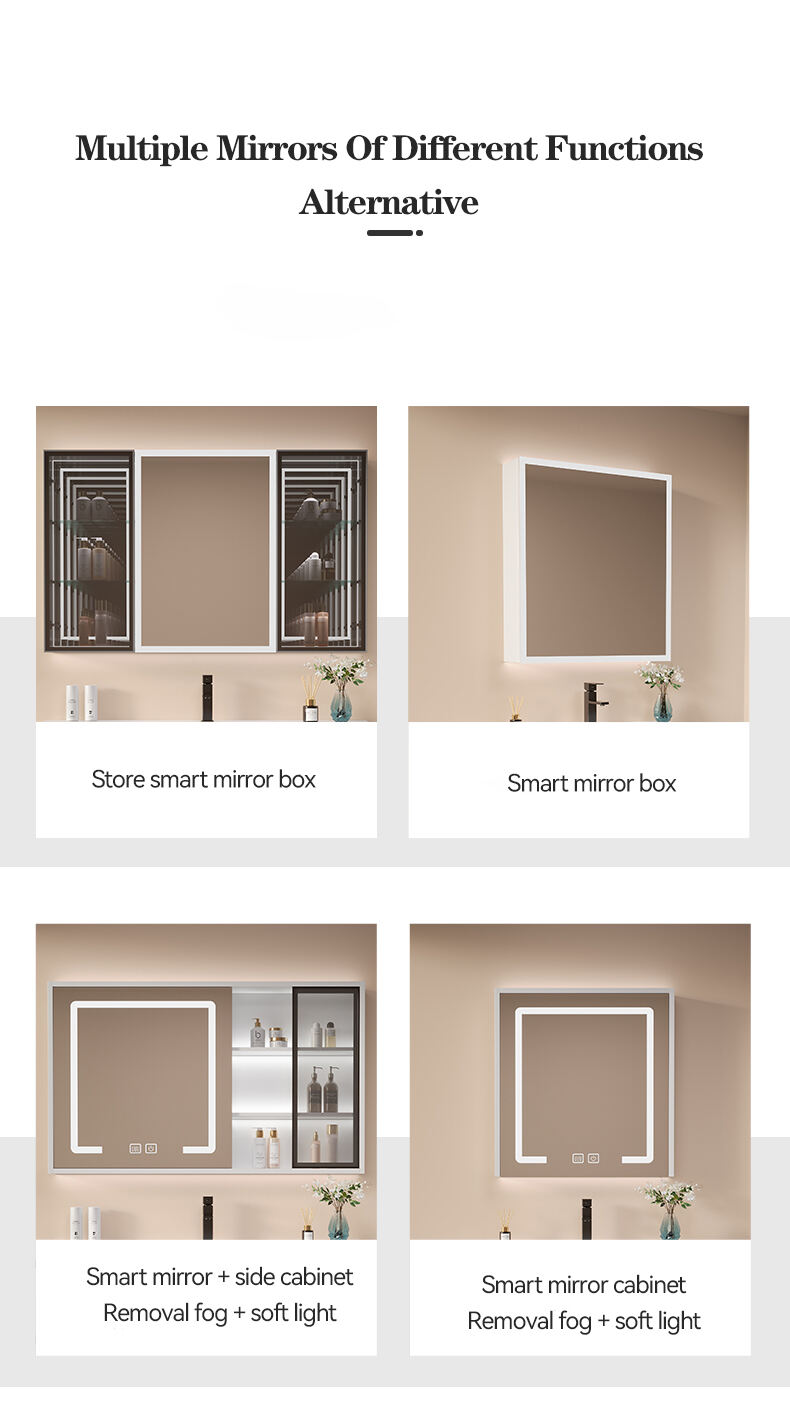 European modern solid wood bathroom cabinet furniture smart mirror wall mounted bathroom vanities supplier