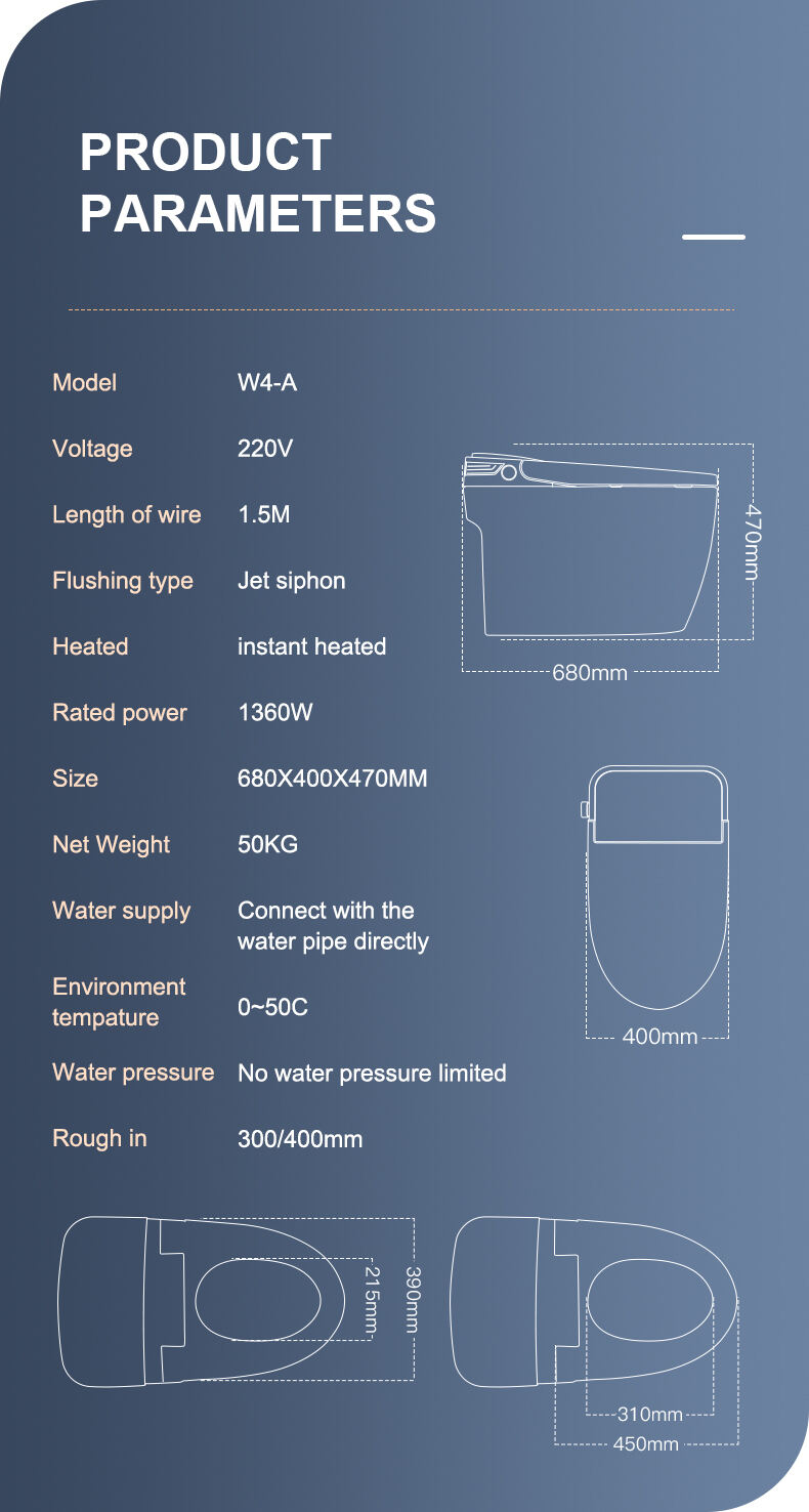 High Quality Automatic Sanitary Ware Intelligent Toilet Bowl Electric One Piece Tankless Bathroom Wc Intelligent Smart Toilet supplier