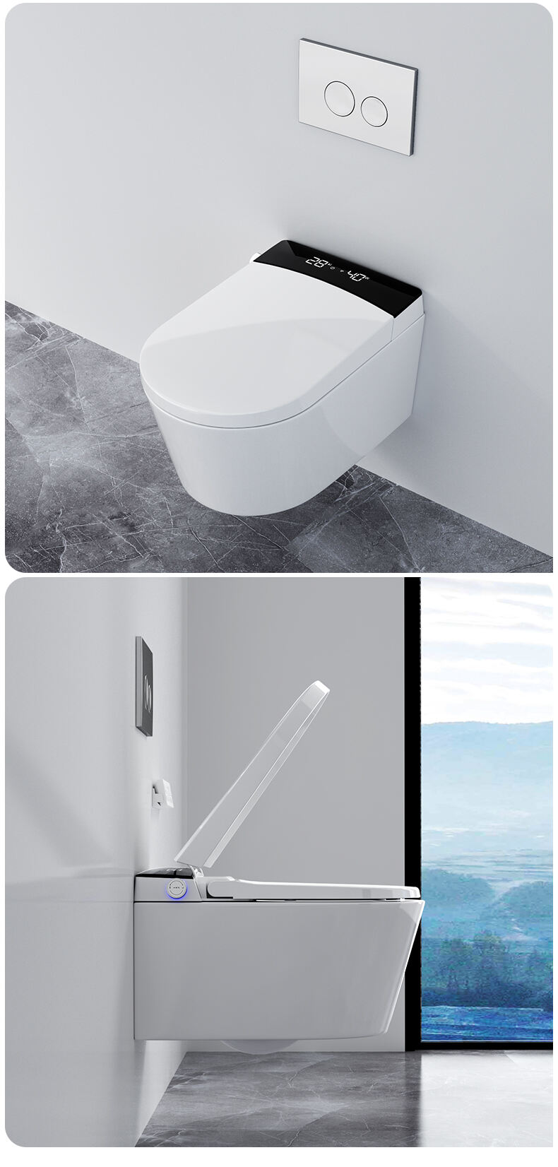 New Design Back To Wall Intelligent Wc Wall Hung Toilet Bowl Automatic Toilet Bidet Bathroom Wall Hung Smart Toilet supplier