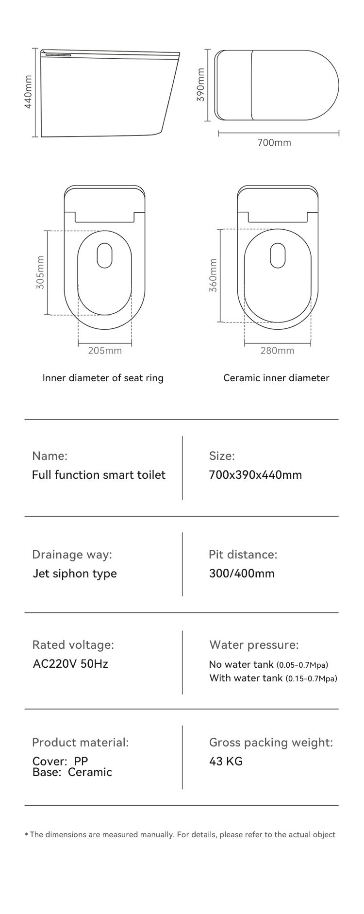 Save Space Automatic Sanitary Ware Floor Mounted Intelligent Commode Bathroom Wc Inodoro Ceramic Smart Toilet factory