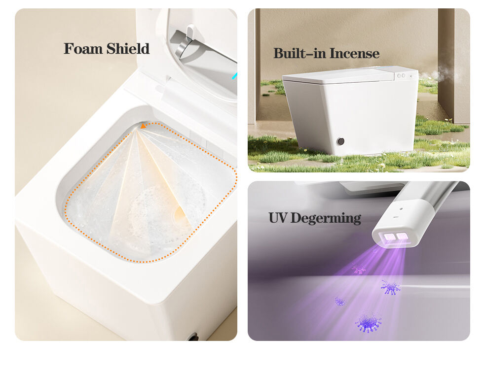 New model square sanitary ware intelligent toilet automatic wc toilets one piece square smart toilet details