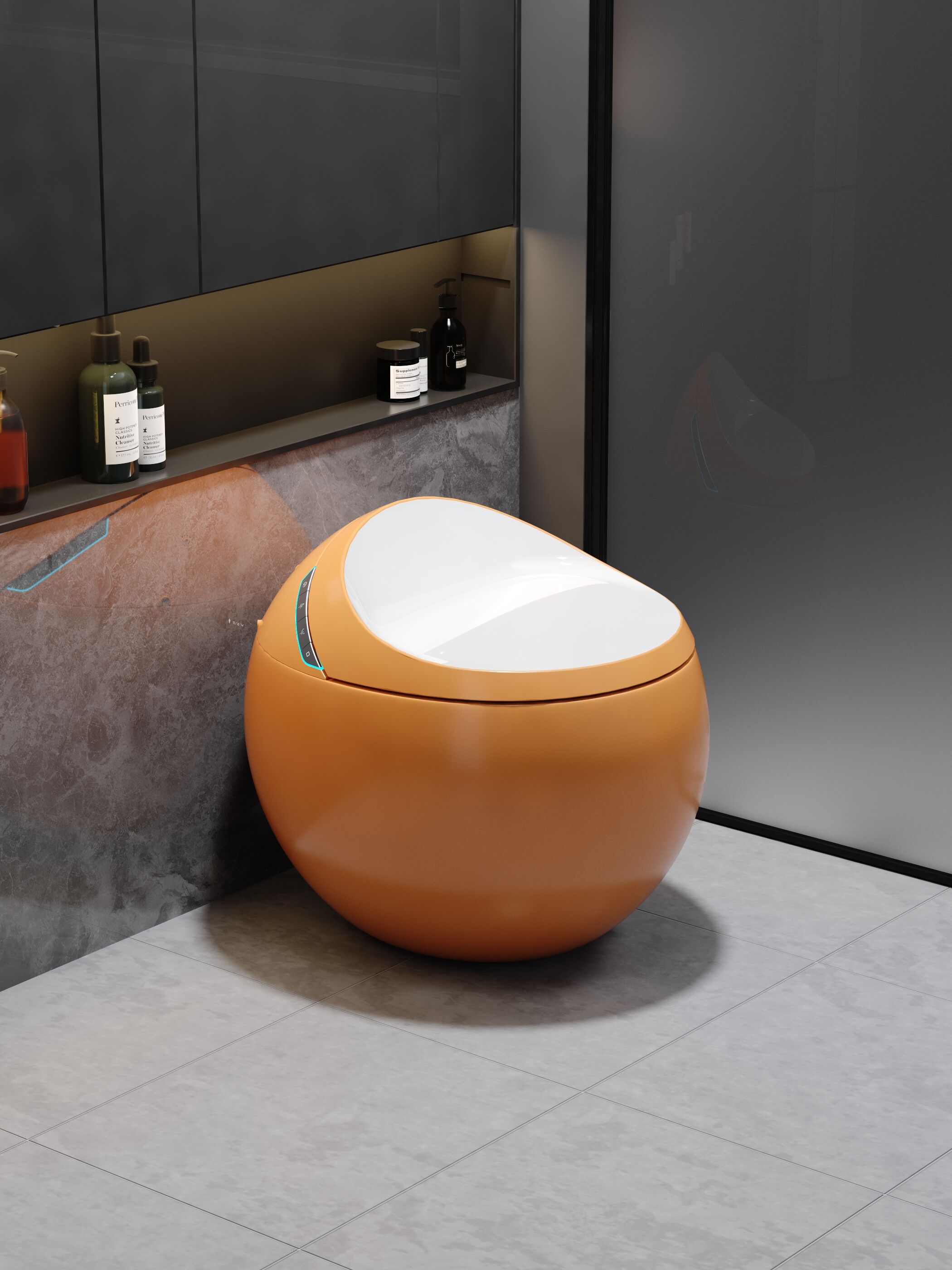 New design custom color orange egg shape round electric wc toilet intelligent automatic commode toilet bathroom smart toilet details