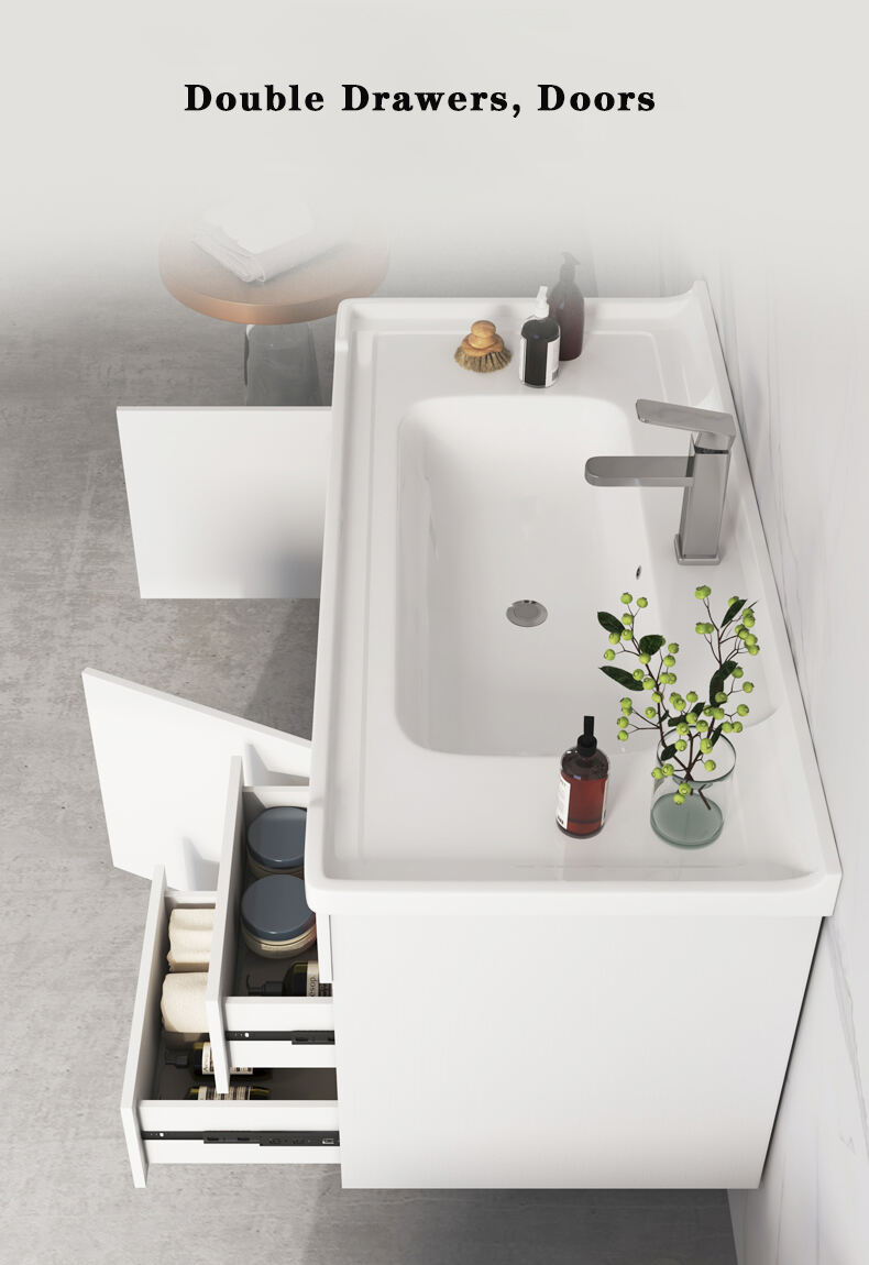 Top Quality Bathroom Furniture Waterproof Bathroom Vanities Sink Wall Mounted Bathroom Cabinets And Vanities Set factory