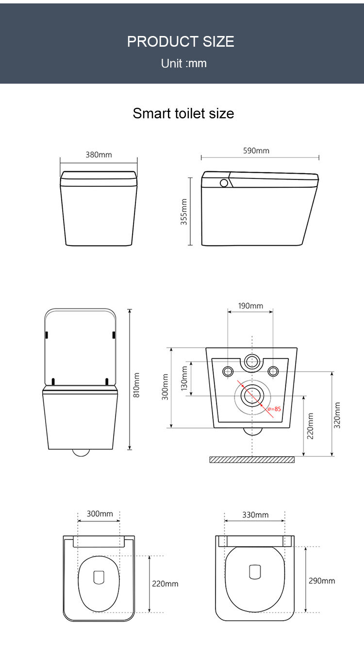 Hotel Bathroom Automatic Wall Hung Toilets P Trap Wall Mounted Hanging Intelligent Toilet Bowl Ceramic Wall Hung Smart Toilet supplier