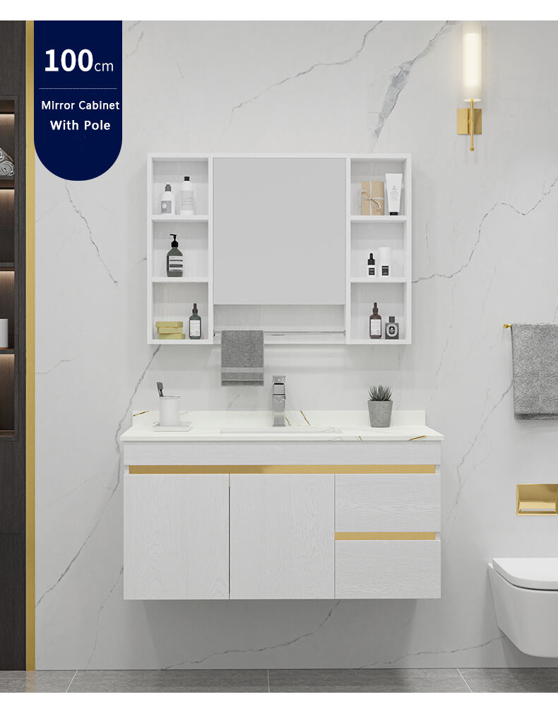 Top Quality Bathroom Furniture Waterproof Bathroom Vanities Sink Wall Mounted Bathroom Cabinets And Vanities Set supplier