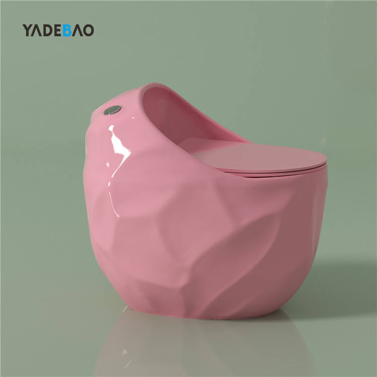 Hotel Bathroom Inodoro Sanitary Ware Wc Round Egg Shape Commode Toilet Bowl One Piece Ceramic Pink Color Toilet supplier