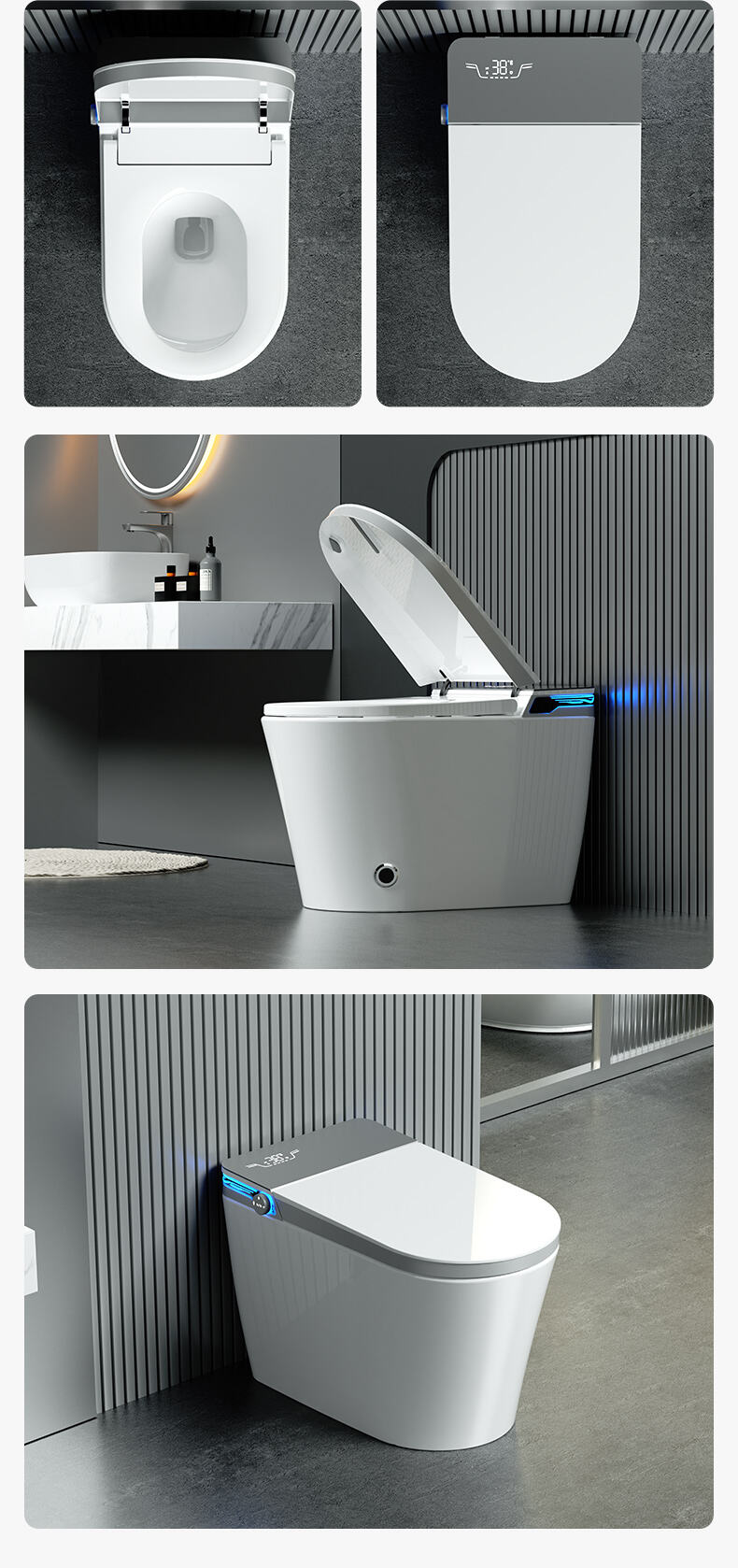 High quality 110V/220V bathroom modern electronic wc toilet bowl automatic intelligent wc inodoro smart toilet factory