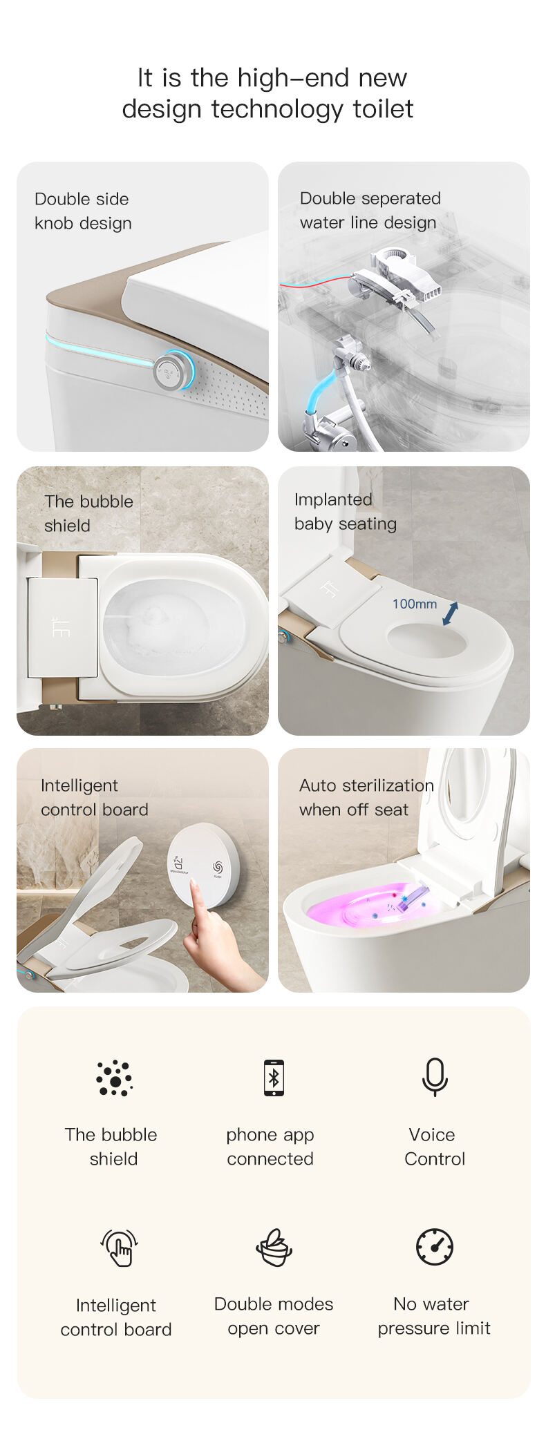 Automatic Sanitary Ware Self Clean Auto Open Sensor Flush Toilet Bowl Bathroom Electronic Intelligent Smart Wc Toilet manufacture