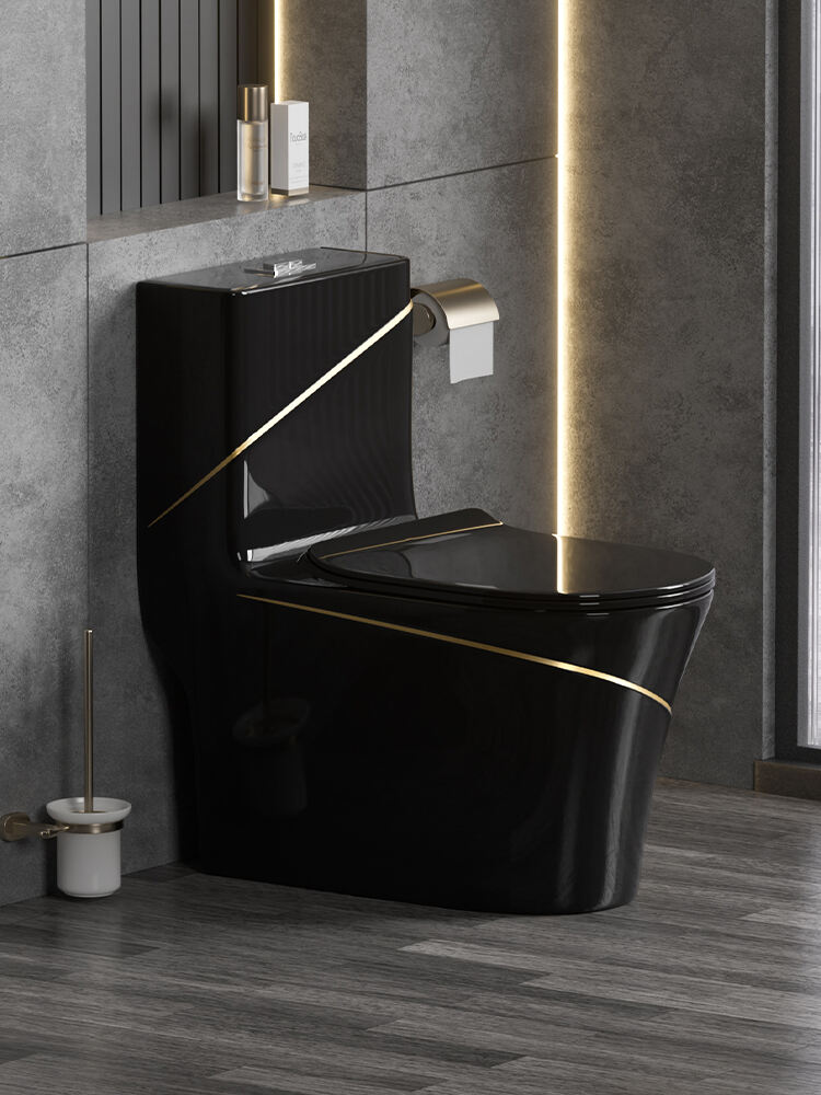 High quality luxury bathroom wc toilet color one piece toilet bowl ceramic sanitary ware black gold toilet details