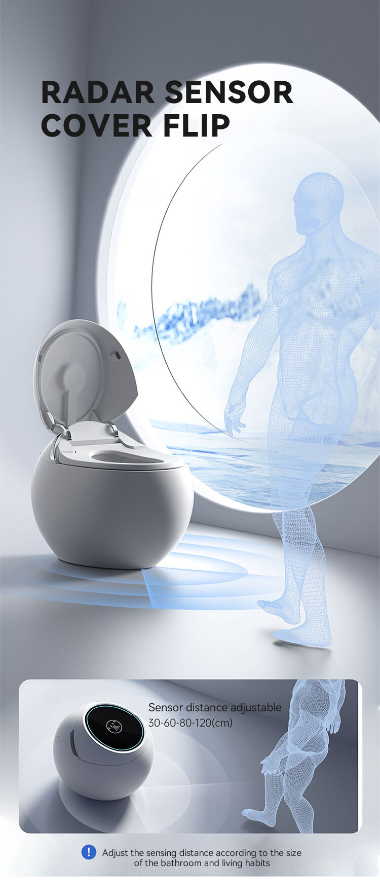 New design instant heating round intelligent toilet bidet IPX4 waterproof auto flush ceramic egg shape smart toilets manufacture